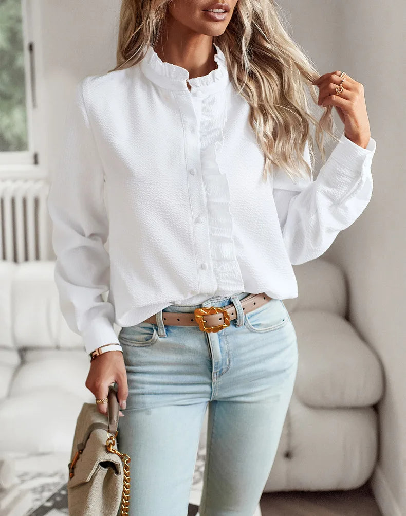 Elegante Bluse Rüschen Dekor Leicht und Frauenhaft