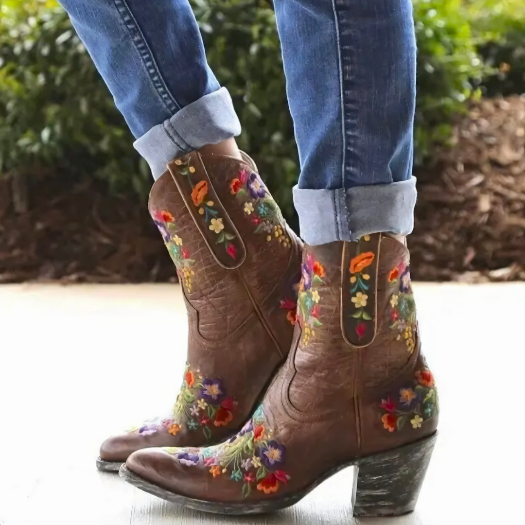 Wetterfeste Cowgirl-Stiefel im Retro-Look