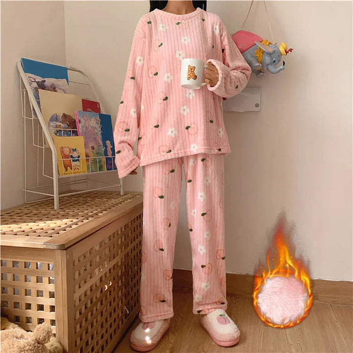 Weiche Fleece Schlafanzüge Damen - Warm &amp; Bequem
