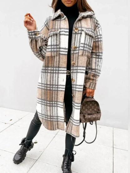 Herrenjacke Lang Kariert Modern