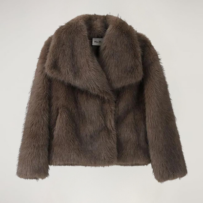 Luxus Mantel Kunstfell Oversized Kragen
