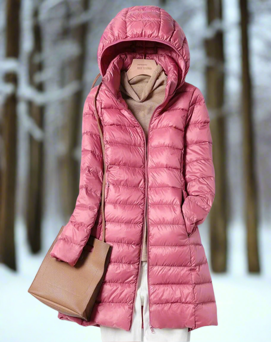 Lange Damenjacke Warm Wasserabweisend Kapuzen Steppjacke - IdealeKleiden