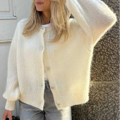 Damen Pullover Knopfverschluss Elegent