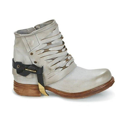 Retro Stiefeletten Damen Hochzeit Blockabsatz