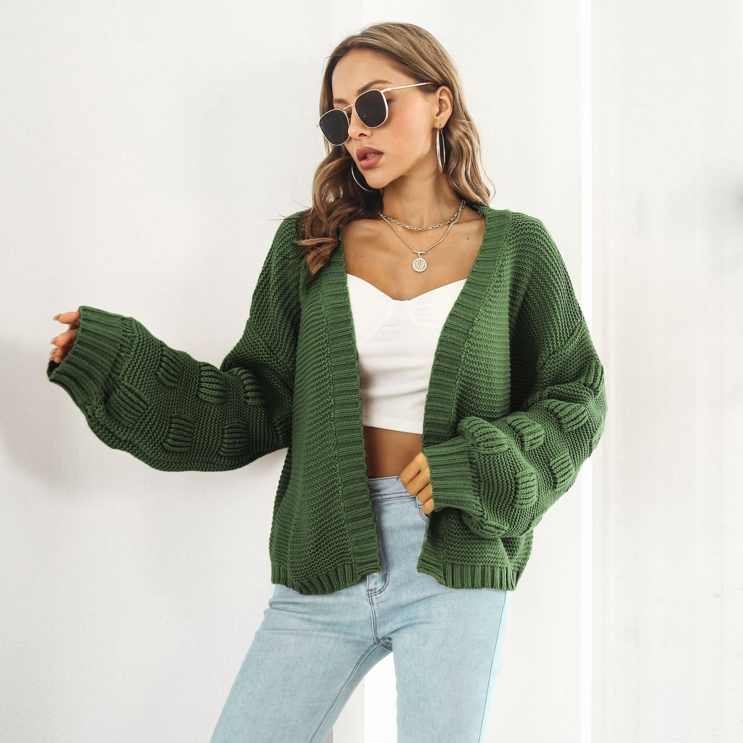 Strickjacke Damen Puffärmel Chic