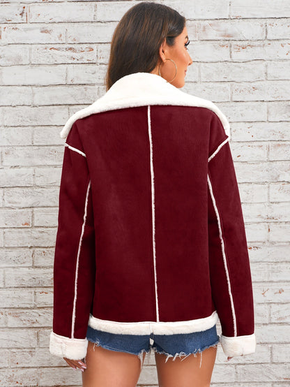 Winterjacke Damen Schafsfell Kragen Warm - IdealeKleiden