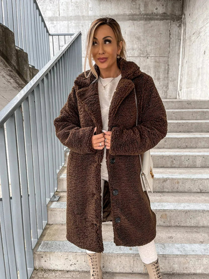 Eleganter Plüsch-Trenchcoat Damen