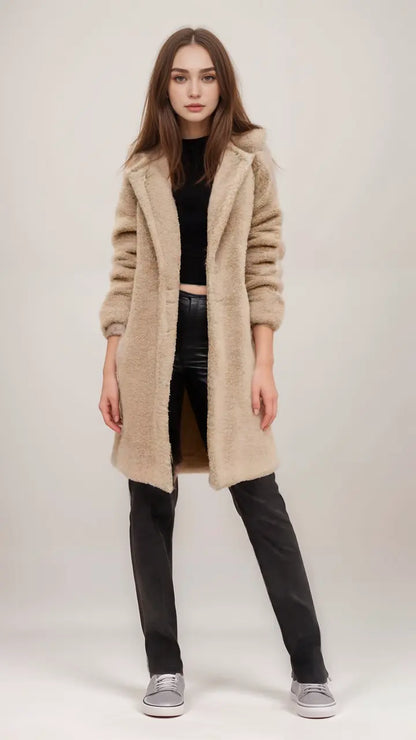 Weiche Teddyjacke Damen Kurzmantel Kuschel