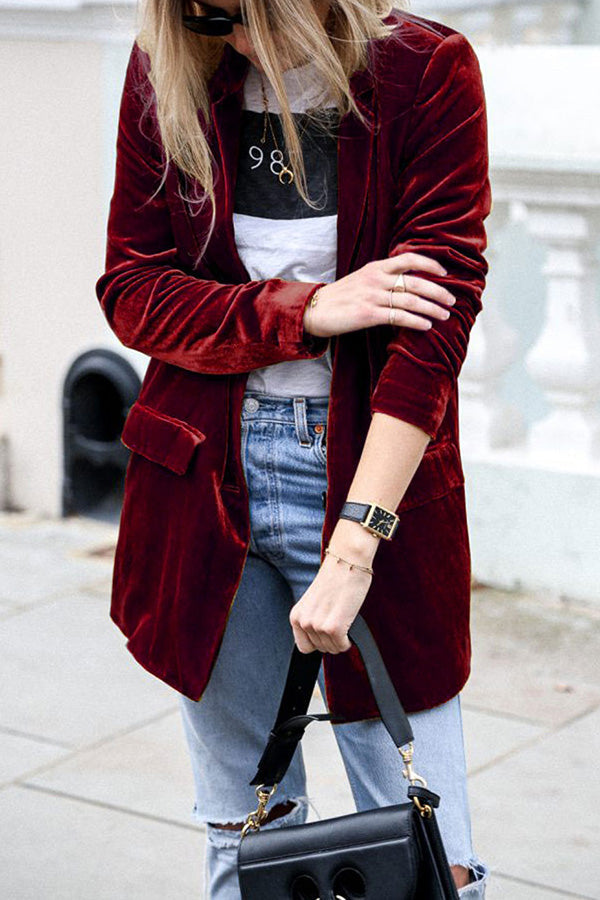 Stylischer Samt Blazer Damen Streetwear