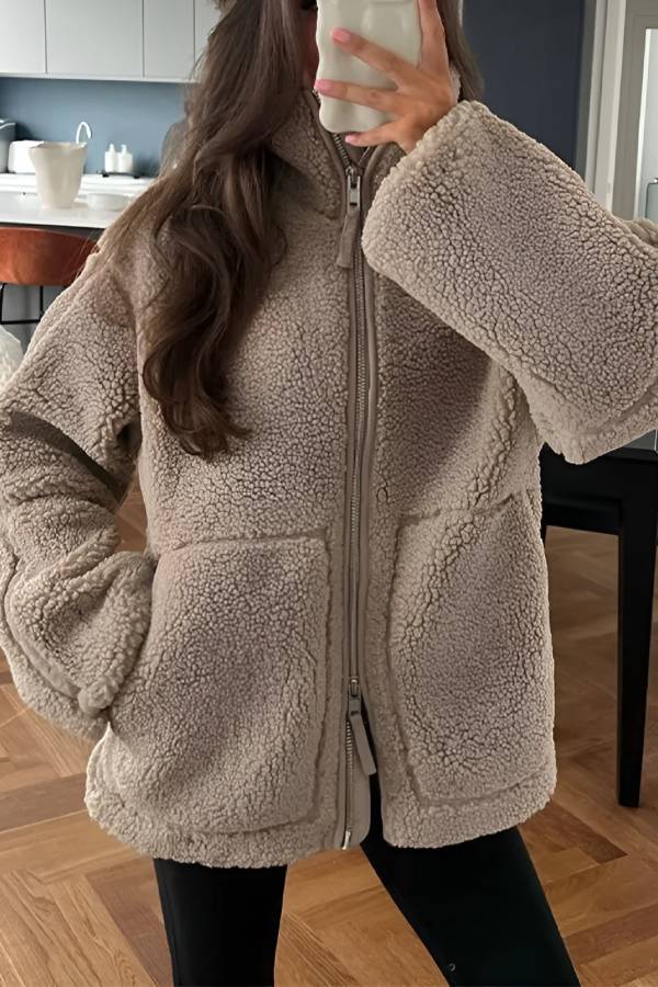 Weiche Teddyjacke Frauen Übergröße