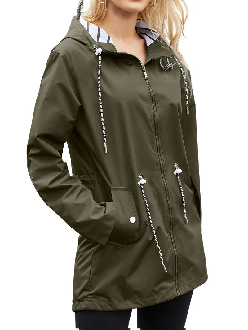 Warmes Herbstkleid | Wasserdichte Frauen-Hoodie Knie-Lang