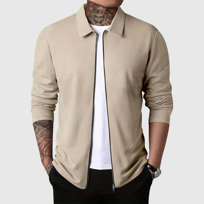 Herren Waffelstrick Jacke Warm Zip Up - IdealeKleiden
