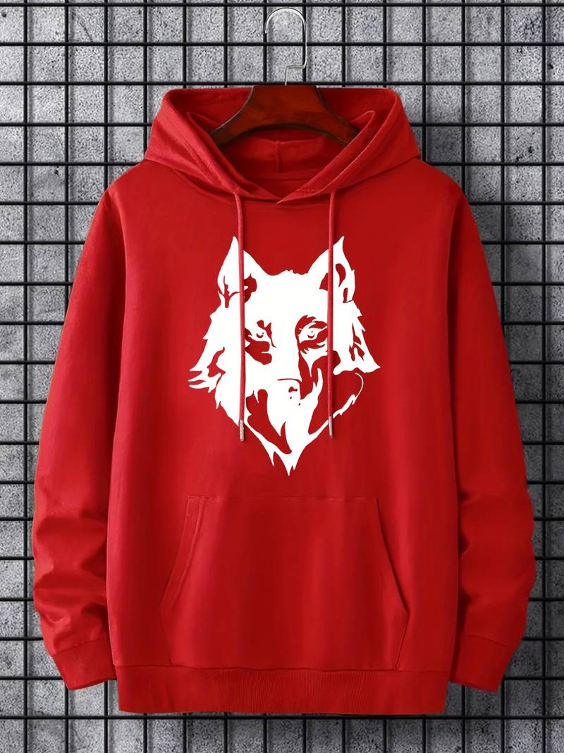 Herren Kapuzenpullover Wolf Muster Trendy