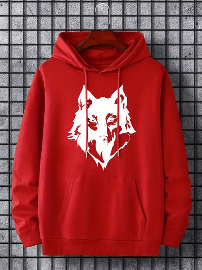 Herren Kapuzenpullover Wolf Muster Trendy