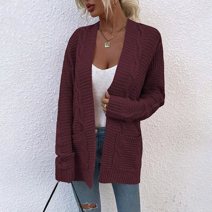 Kuschelige Cardigan Strickjacke Offen Vorne Lockere Passform