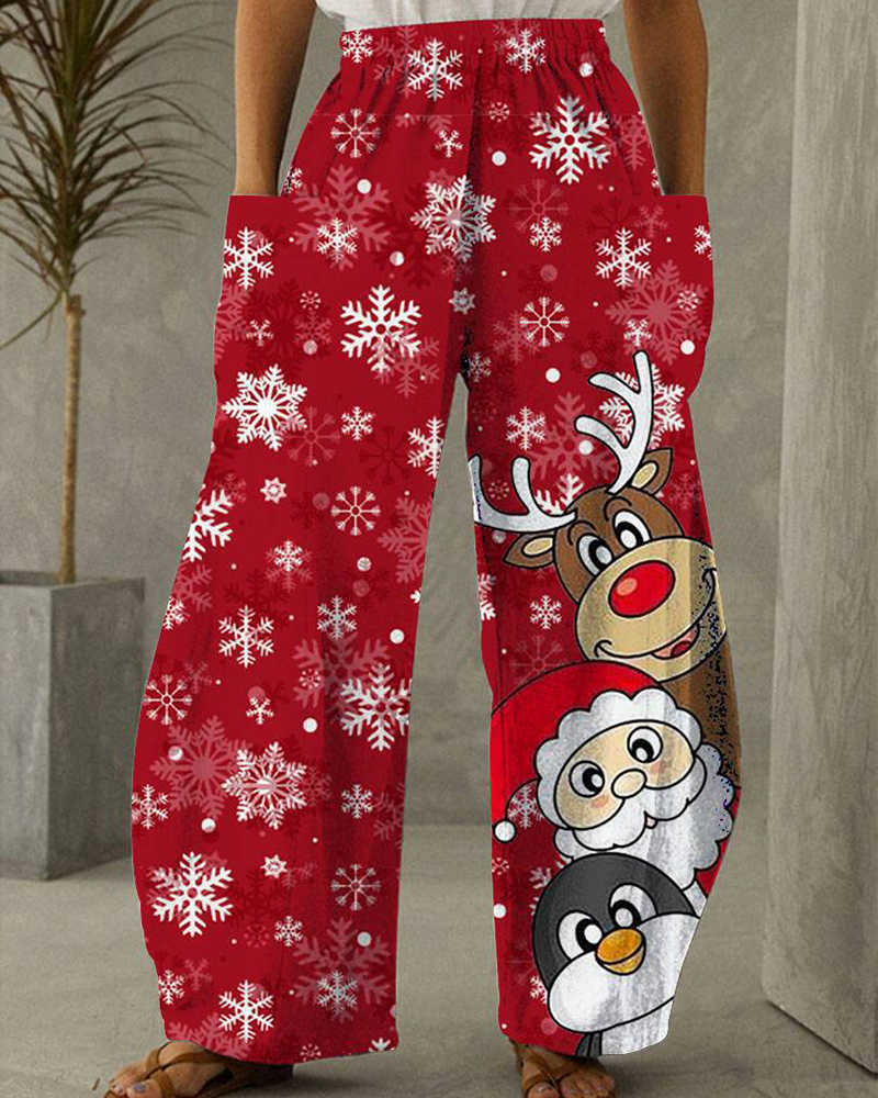 Weihnachtshose Freizeit Hose Mit Festlichem Druck