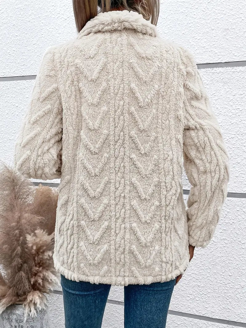 Frauen Fleecejacke Lockere Passform Warm - IdealeKleiden