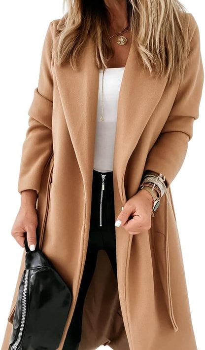 Damen Mantel Elegant Reverskragen Offen