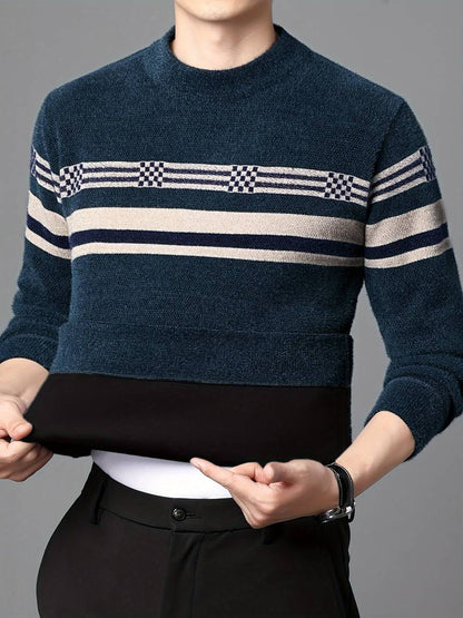 Herren Pullover Langarm Streifen Design