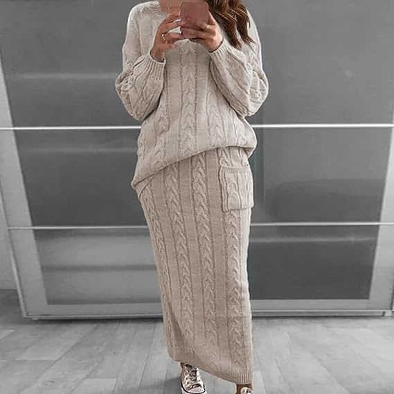 Strickkleid Set Winter Warm Pullover Rock