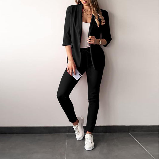 Eleganter 2-teiliger Damenanzug Blazer und Hose - IdealeKleiden
