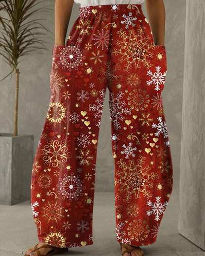 Weihnachtshose Freizeit Hose Mit Festlichem Druck