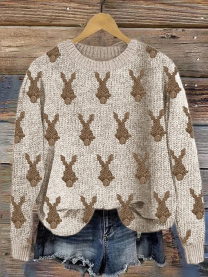 Kuschelpullover Hasenmuster Weich - IdealeKleiden