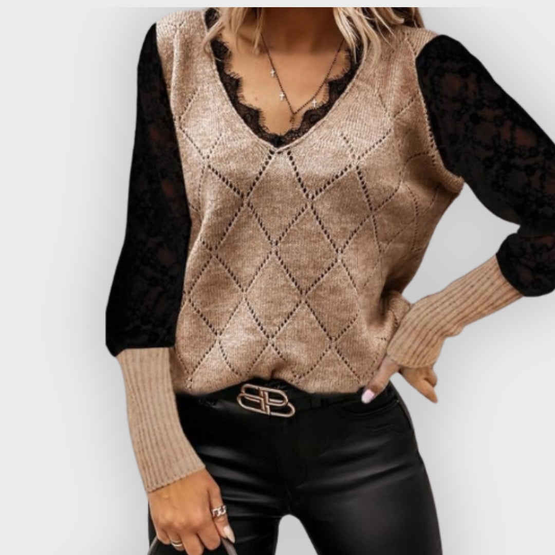 Damenschleidung | V-Ausschnitt Sweatshirt Langärmlig - IdealeKleiden