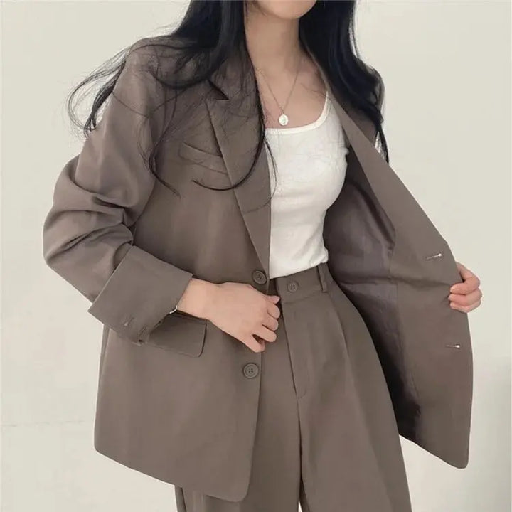 Damen Business Set - Einfarbig Blazer &amp; Gerade Hosen