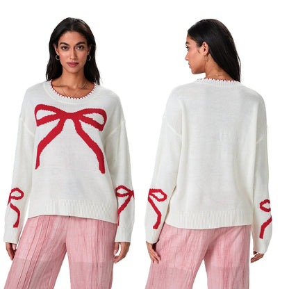 Eleganter Strickpullover mit Schleifendetail