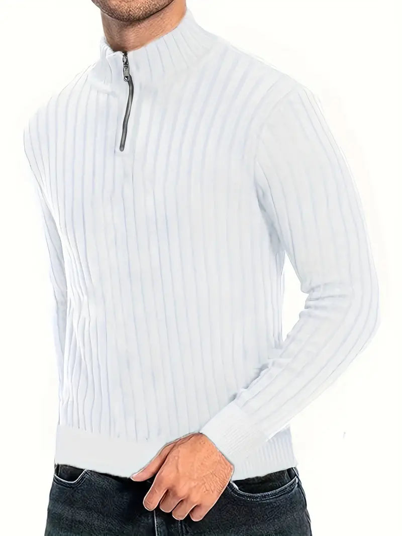 Herren Rollkragenpullover Modern Viertelreißverschluss - IdealeKleiden