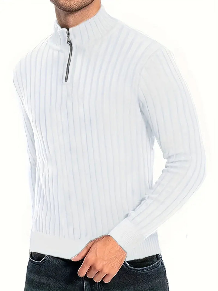 Herren Rollkragenpullover Modern Viertelreißverschluss - IdealeKleiden