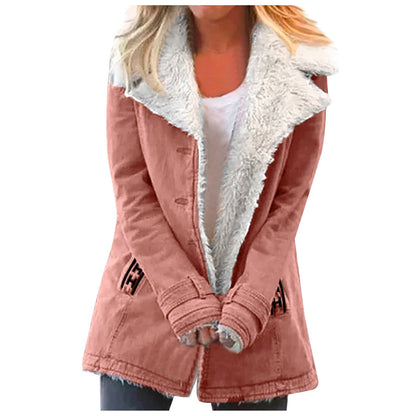 Damen Winterjacke Elegant Reverskragen Langärmlig