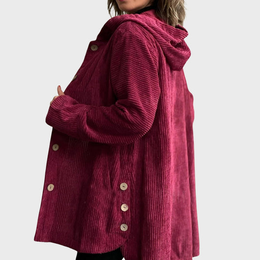 Kordjacke Damen Kapuze Bequem - IdealeKleiden