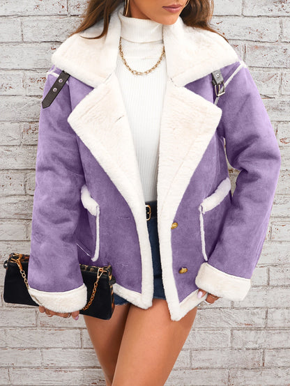 Winterjacke Damen Schafsfell Kragen Warm