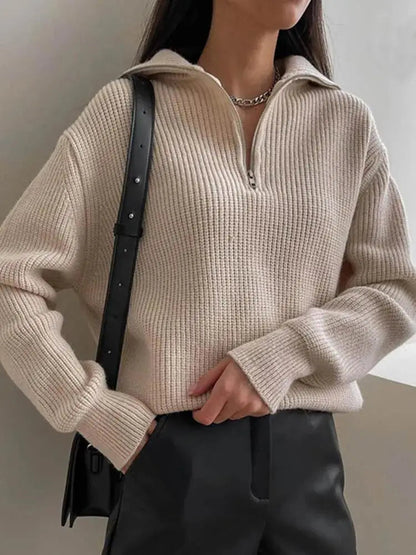 Herbstlich Warme Strickjacke mit Reißverschluss