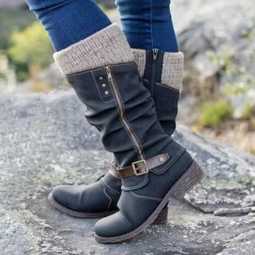 Stylische Knöchelstiefel Damen Schnalle