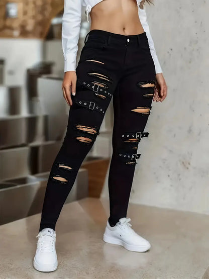 Hannah - Trendy Ripped Jeans Frauen - IdealeKleiden
