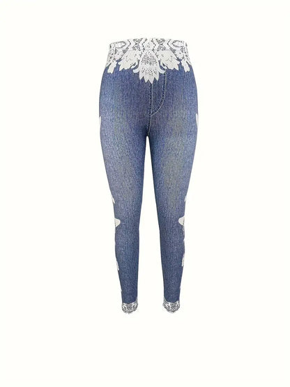 Schmale Leggings Schmetterling Muster Damen