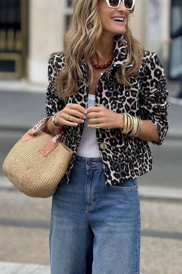 Stylische Leopardenjacke Kurz