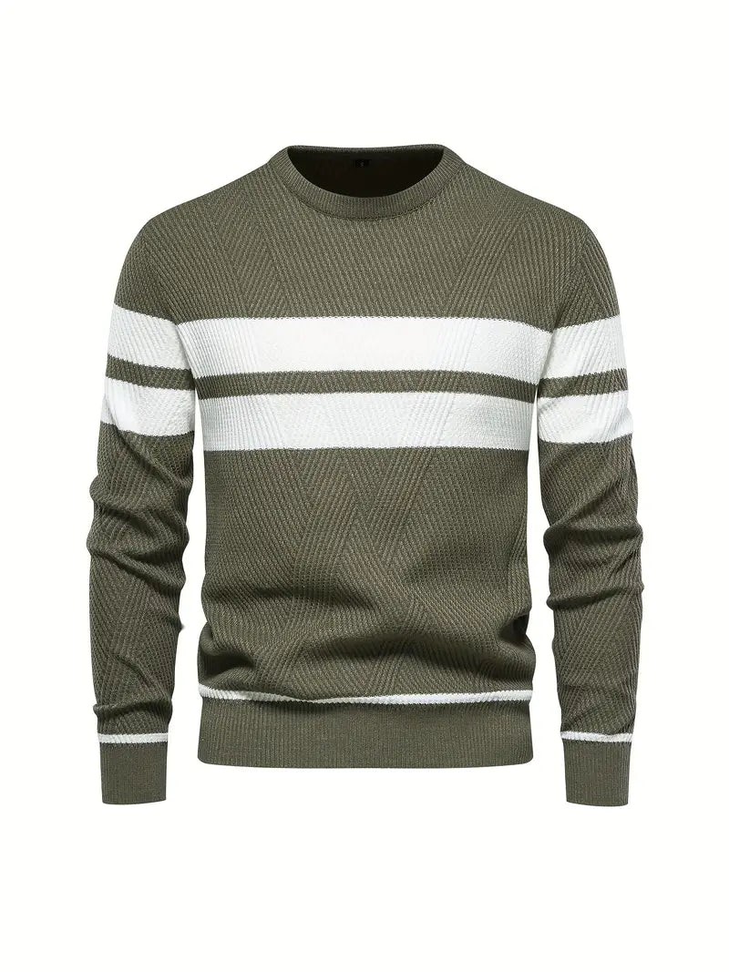 Herren Pullover Streifenmuster Modern - IdealeKleiden