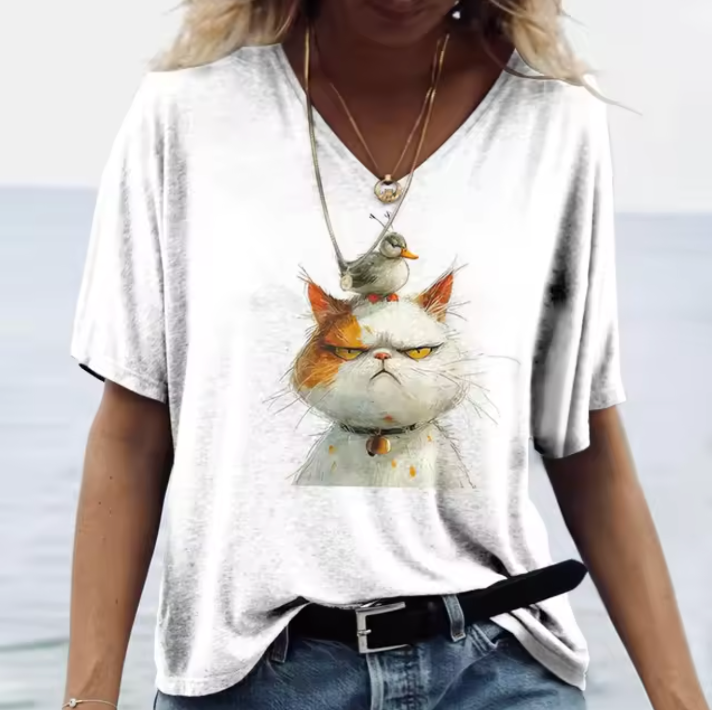 Weiße T-Shirts mit Niedlich Hasen Design