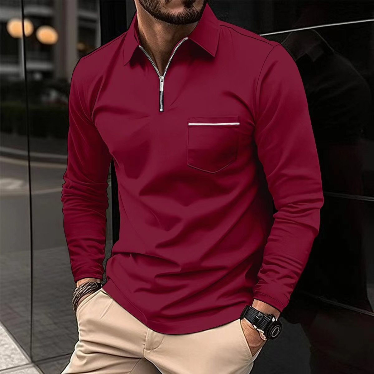 Ethan - Frühlings-Poloshirt Langarm Elegant