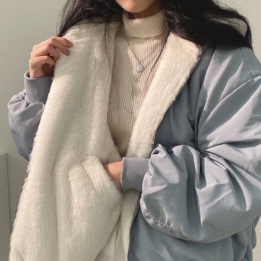 Übergroße Zip-Up-Jacke Bequem Oversized - IdealeKleiden