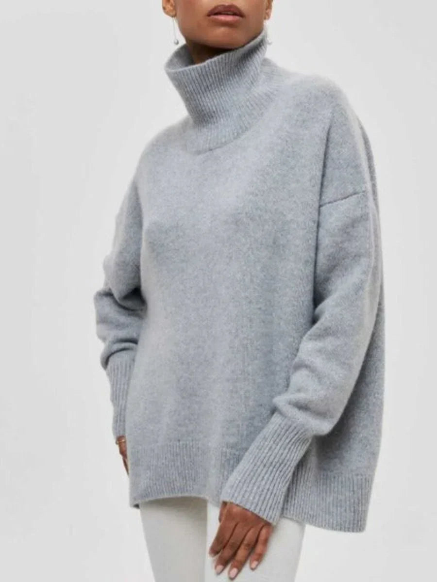 Großer Strickpullover Damen Stehkragen Modisch