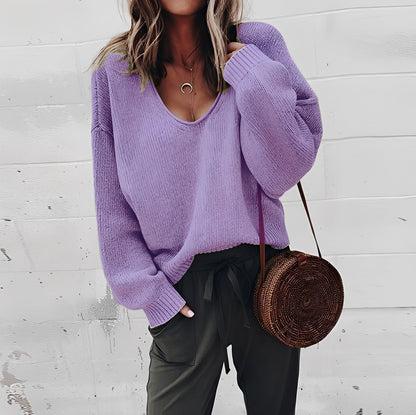 Damen Pullover Bequem Oversized