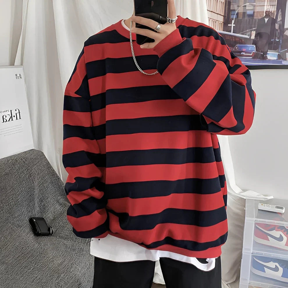 Herren Oversize Pullover Streifen Design