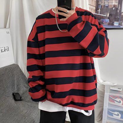 Herren Oversize Pullover Streifen Design