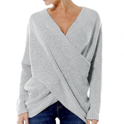 Damenschal Wickelpullover Langärmlig Gerippt