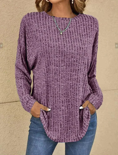 Weiche Strickpullover Damen Lässig Bequem Langarm